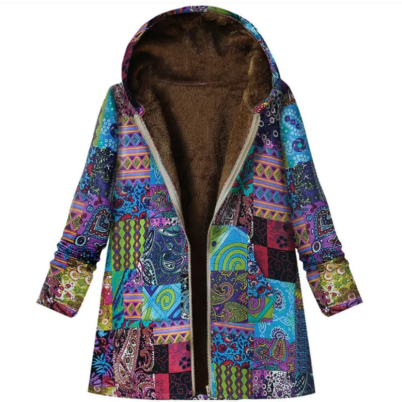 Vintage Women's Cotton and Hemp Hoodie Coat with Pockets | Streetwear