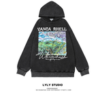 American Retro Street Style Hooded Oil Painting Sweater