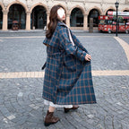 Lightweight French Green Plaid Woolen Coat, Slim Fit