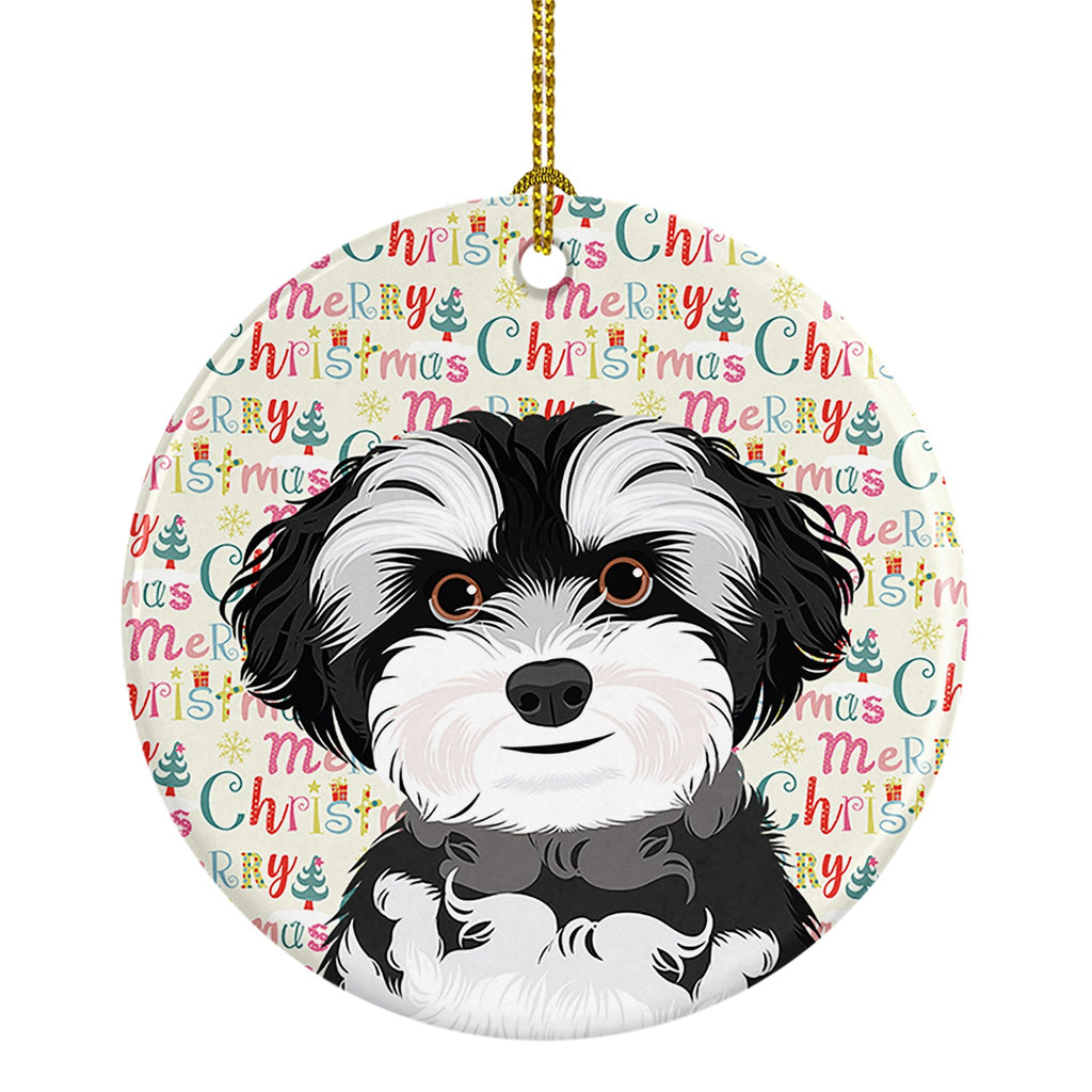 Shih-Tzu Black and White #2 Christmas Ceramic Ornament