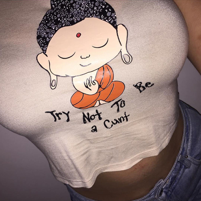 Buddha Print Crop Camisole Top