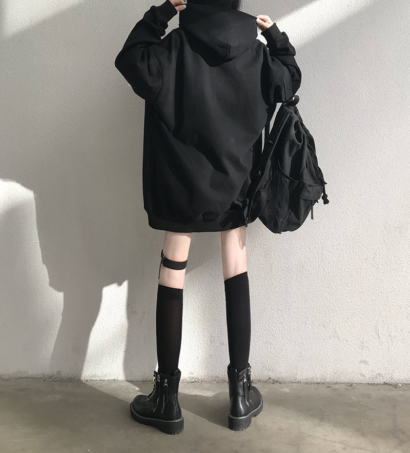 2024 Autumn Gothic Women's Oversized Hoodie with Pockets | Streetwear