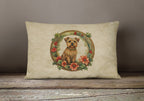 Norfolk Terrier Christmas Flowers Throw Pillow