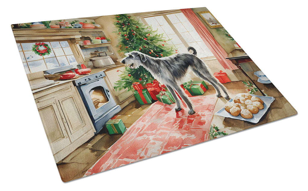 Irish Wolfhound Christmas Cookies Glass Cutting Board