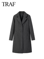 TRAF Women's Elegant Winter Loose Outerwear Coat