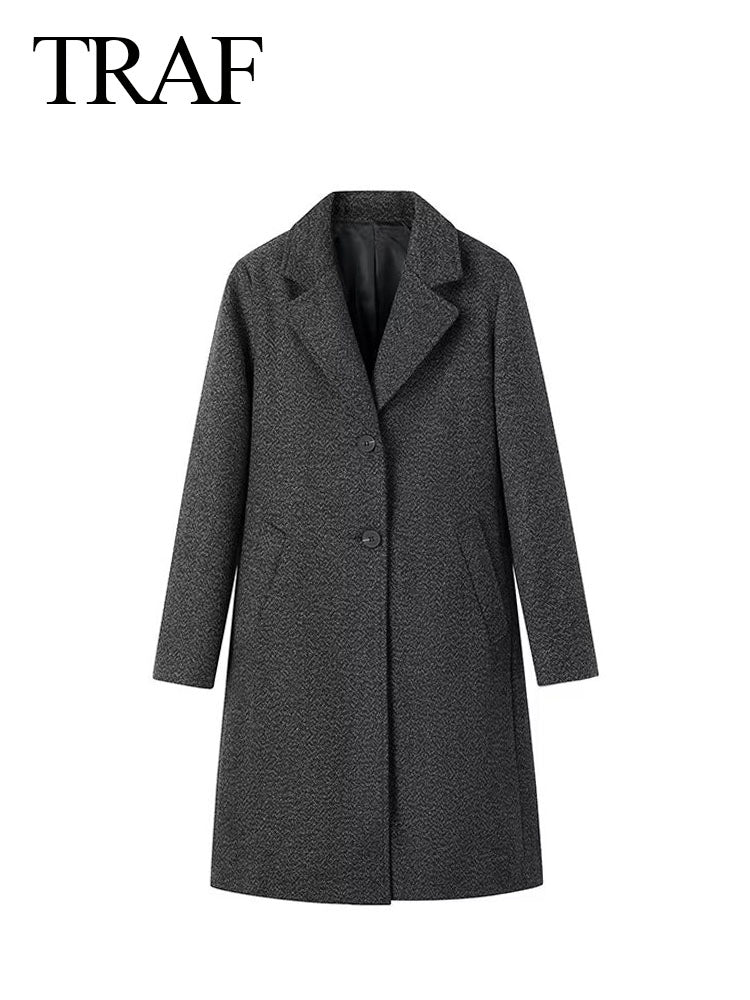 TRAF Women's Elegant Winter Loose Outerwear Coat