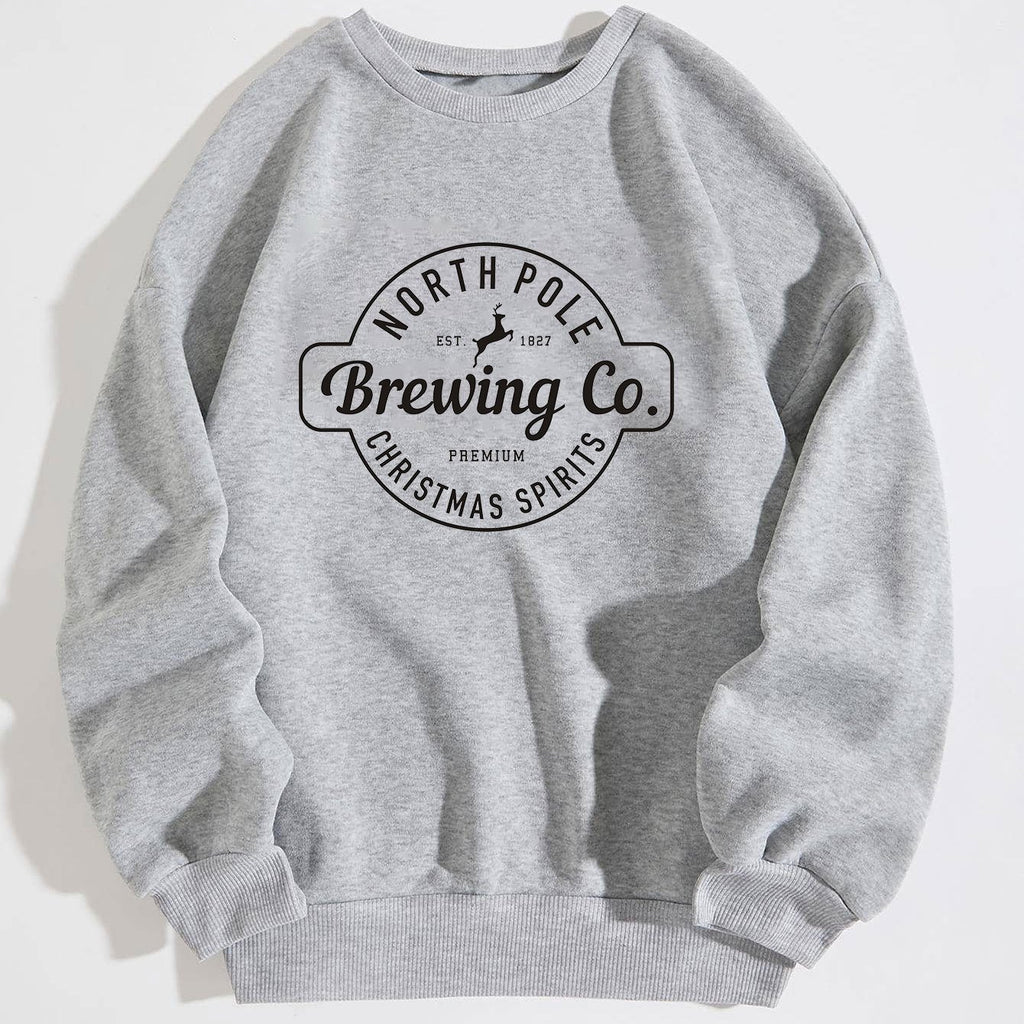 Women's Printed Brushed Round Neck Sweater