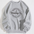 Women's Printed Brushed Round Neck Sweater