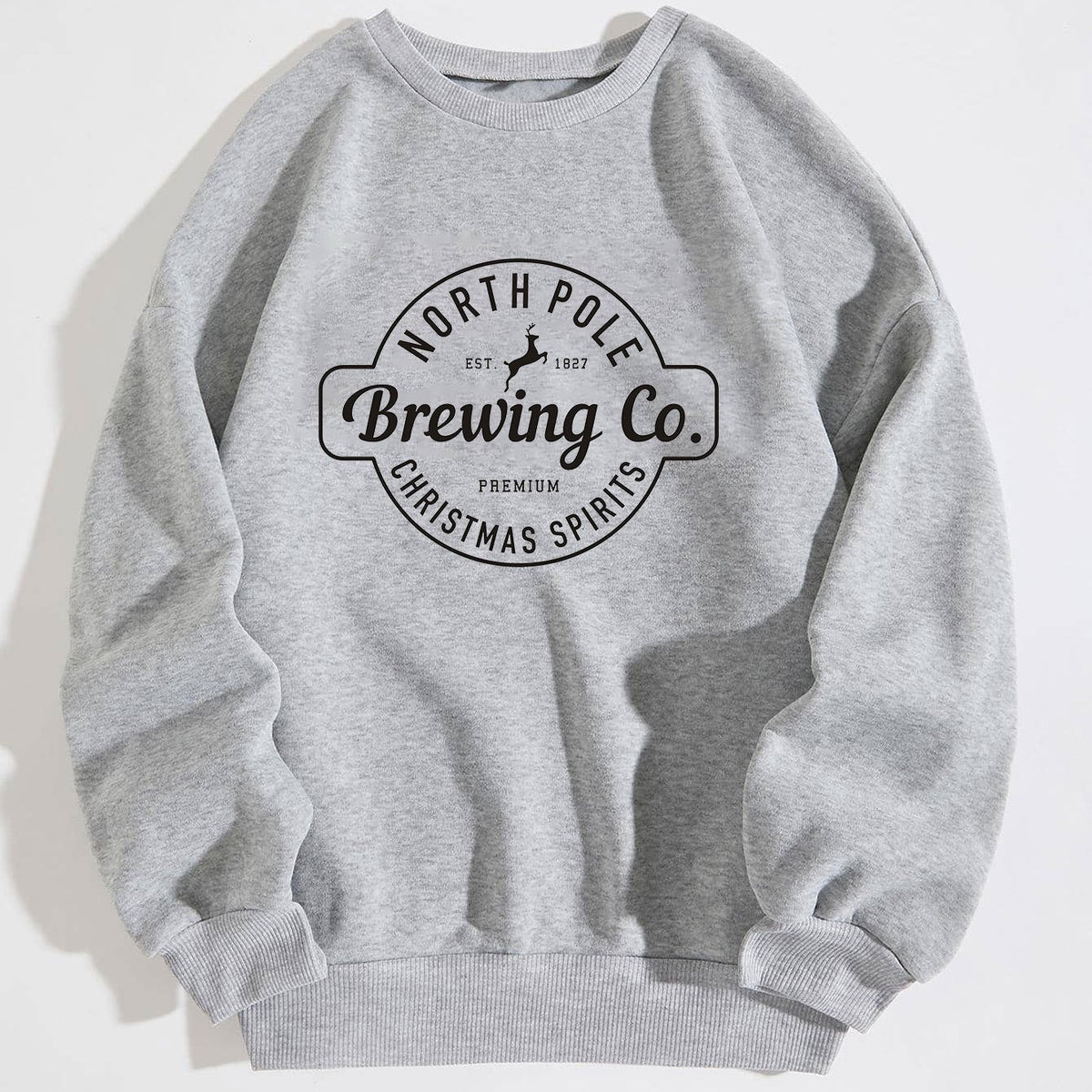 Women's Printed Brushed Round Neck Sweater