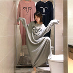 Plus Size Cartoon Print Nightgown with Three-Quarter Sleeves
