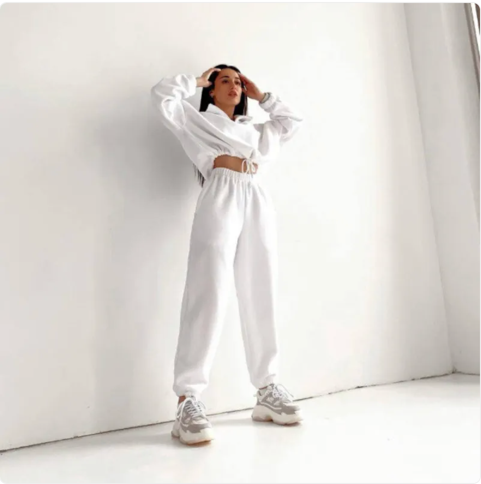 Loose Zip Stand Collar Sweater Set