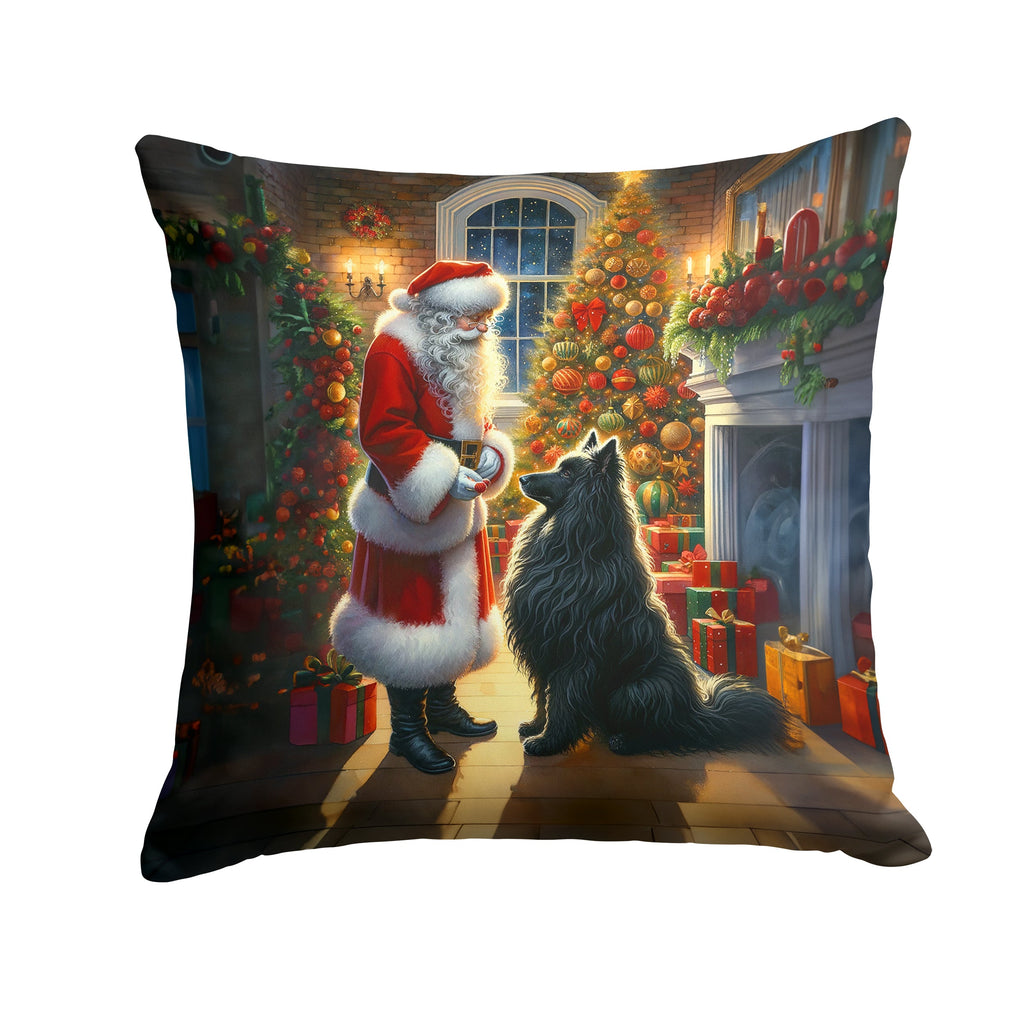 Belgian Sheepdog and Santa Claus Throw Pillow