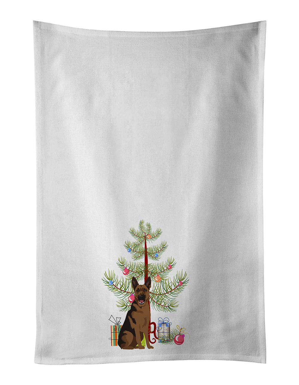 German Shepherd Black and Tan #2 Christmas Kitchen Towel Set of 2