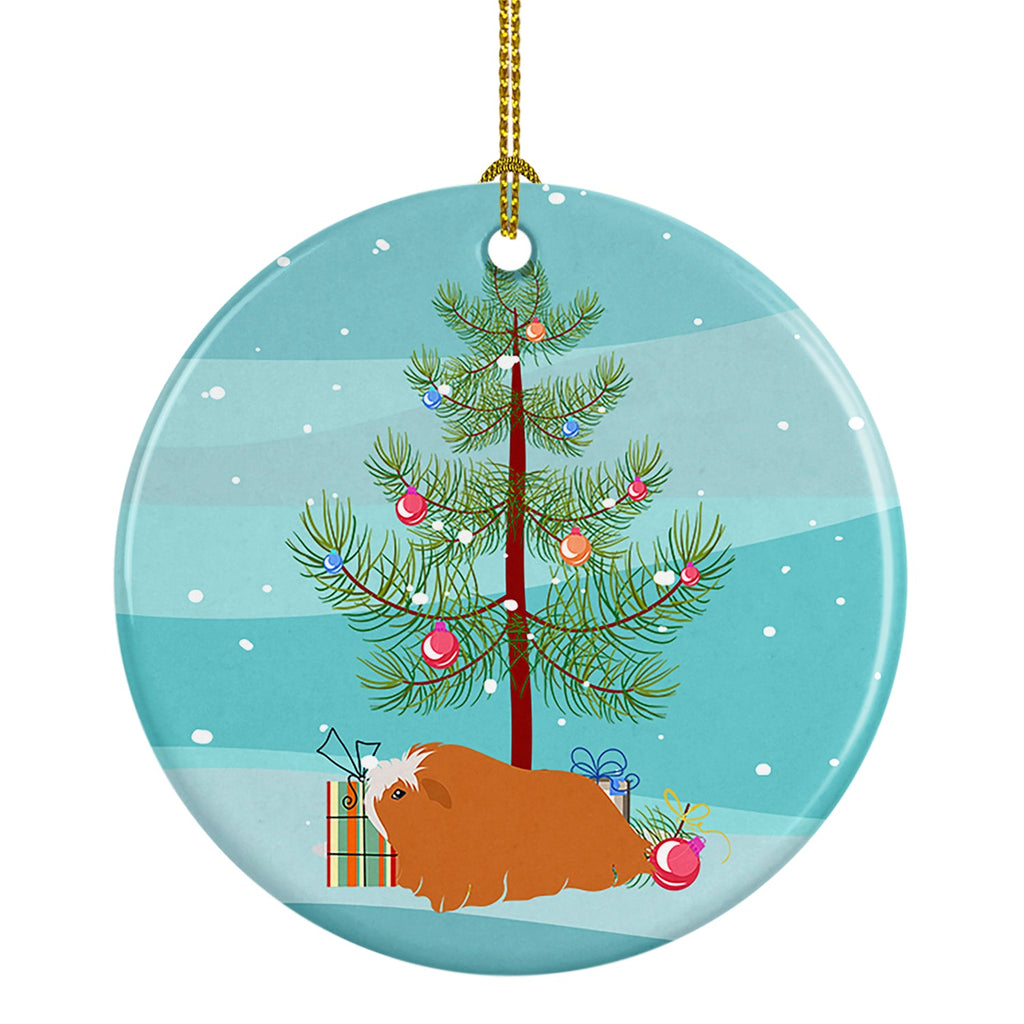 Peruvian Guinea Pig Merry Christmas Ceramic Ornament