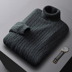 Men's Thick Cotton Turtleneck Fleece Sweater