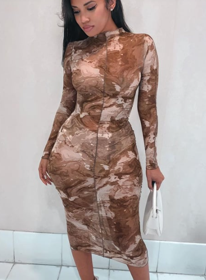Yarn Print Two-Piece Casual Bodysuit Set