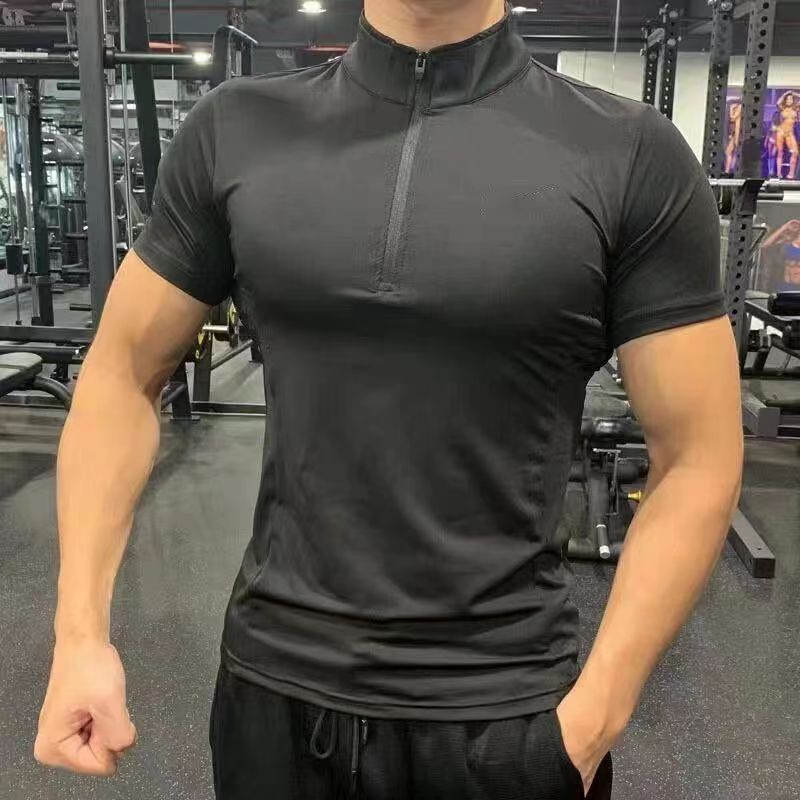 Men's High-Elastic Running Tank Top with Zipper