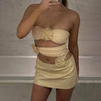 YY23062 Summer Floral Cutout Bodysuit Top