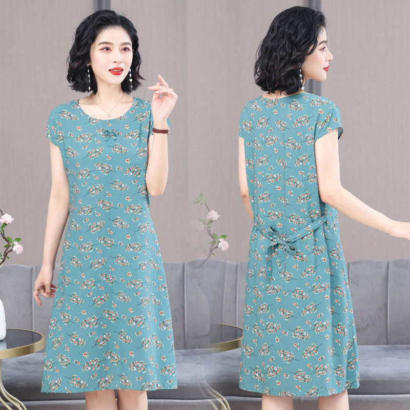 2023 Summer Women's Chiffon Bow Dress Plus Size