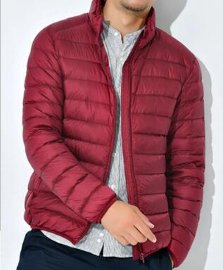 Men's Lightweight Down Jacket with Stand Collar (Single Piece)