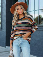 Fitshinling Striped Vintage Knit Sweater for Women