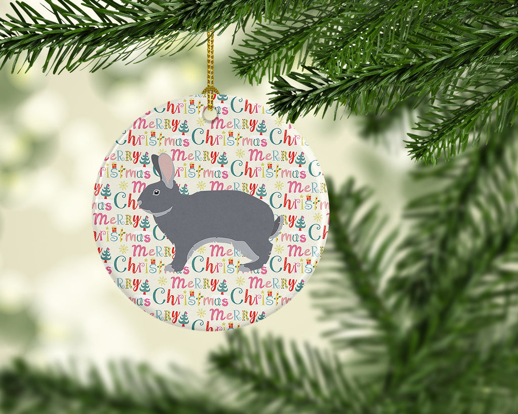 Giant Chinchilla Rabbit Christmas Ceramic Ornament