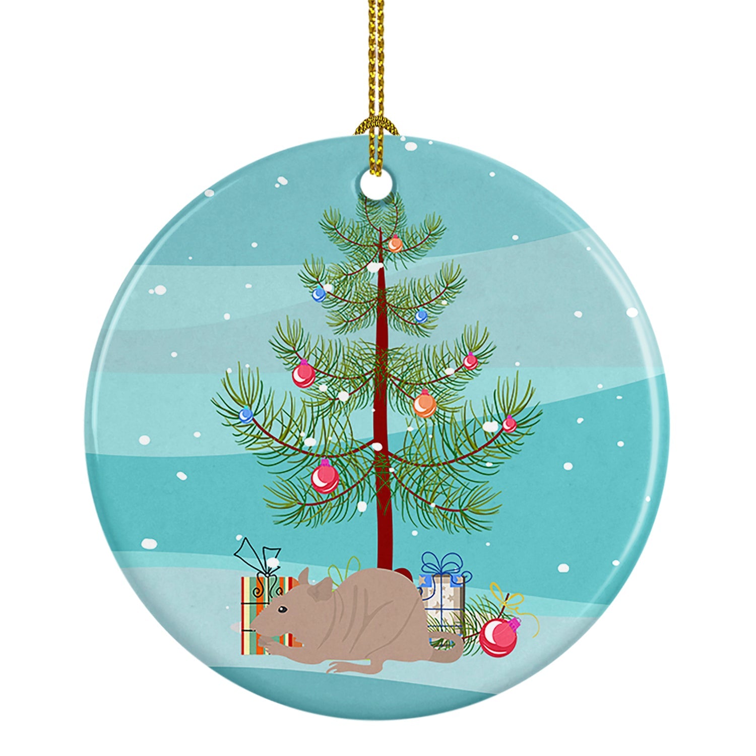 Fuzz Rat Merry Christmas Ceramic Ornament