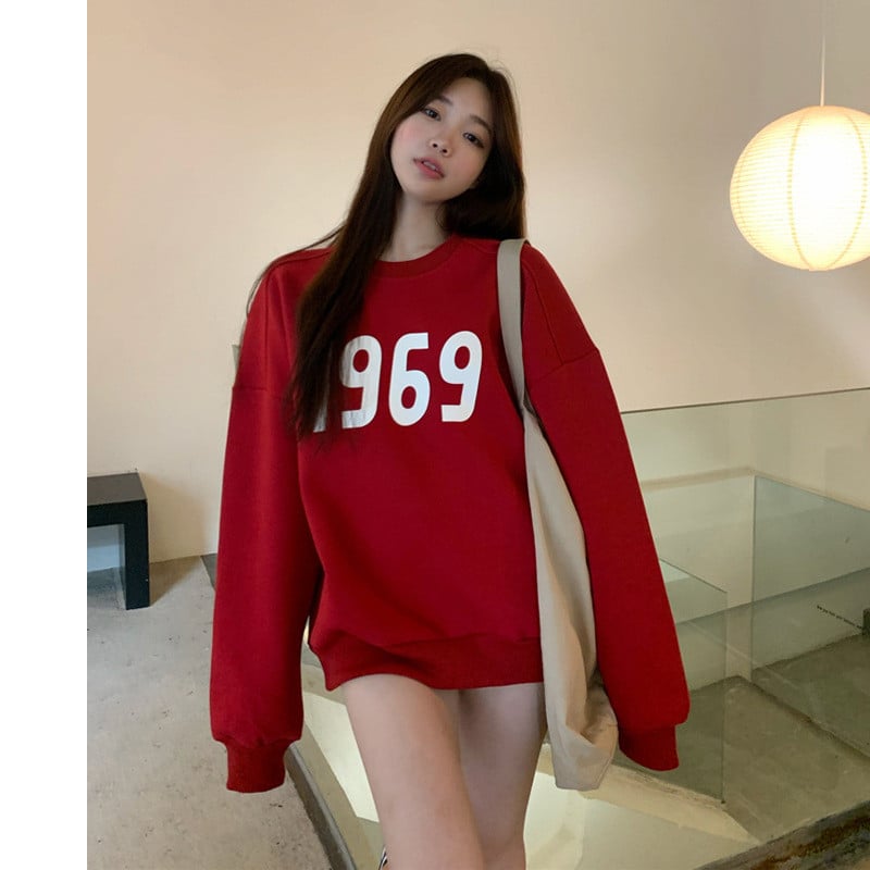 Women's Printed Loose Round Neck Pullover Sweater | Streetwear