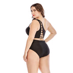 Plus Size High Waist Bikini with Hollow One Shoulder Design