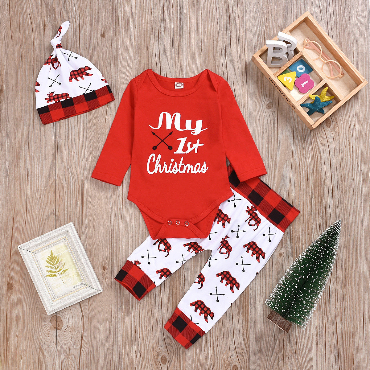 Christmas Baby Onesie Set - Three Piece Outfit