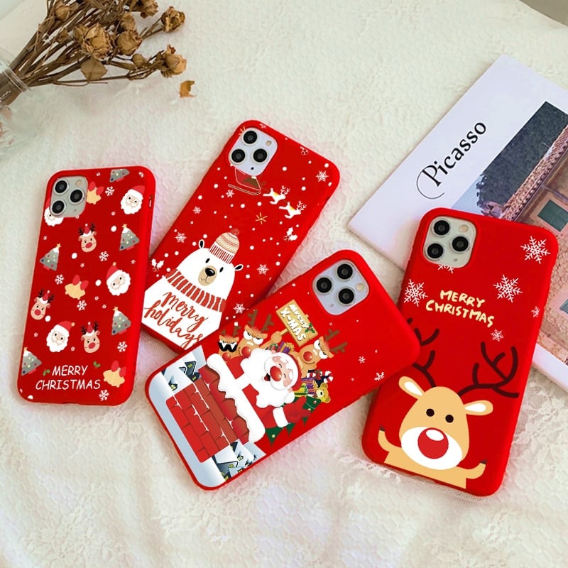 Christmas Red Cartoon Frosted Painted Phone Case | Protective Cover
