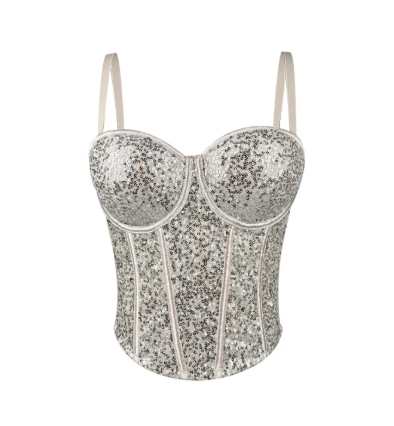 Sequin Lace Bustier Top