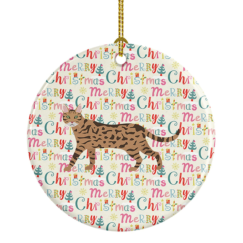 Serengeti Cat Christmas Ceramic Ornament