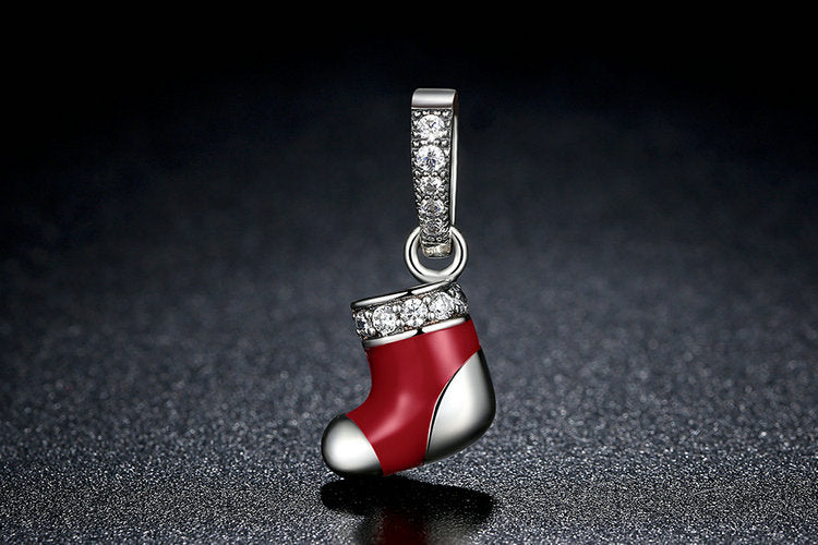 DIY Beaded Bracelet Silver Christmas Stocking Charm