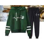 Cardiogram Love Printed Hooded Sweater Set