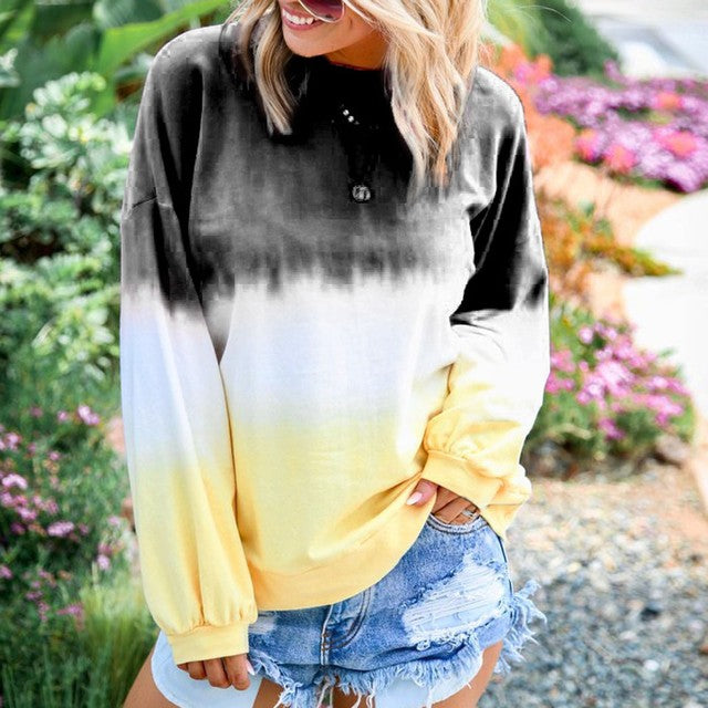 Women's Long Sleeve Rainbow Gradient Sweatshirt | Streetwear