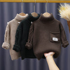 Kids' Knitted Long Sleeve Fleece Lined Sweater