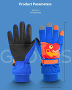 Children's Velvet Padded Little Dinosaur Gloves