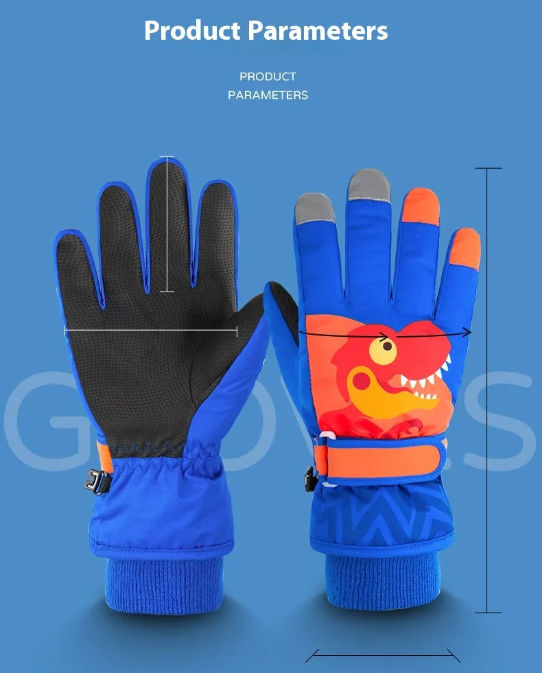 Children's Velvet Padded Little Dinosaur Gloves