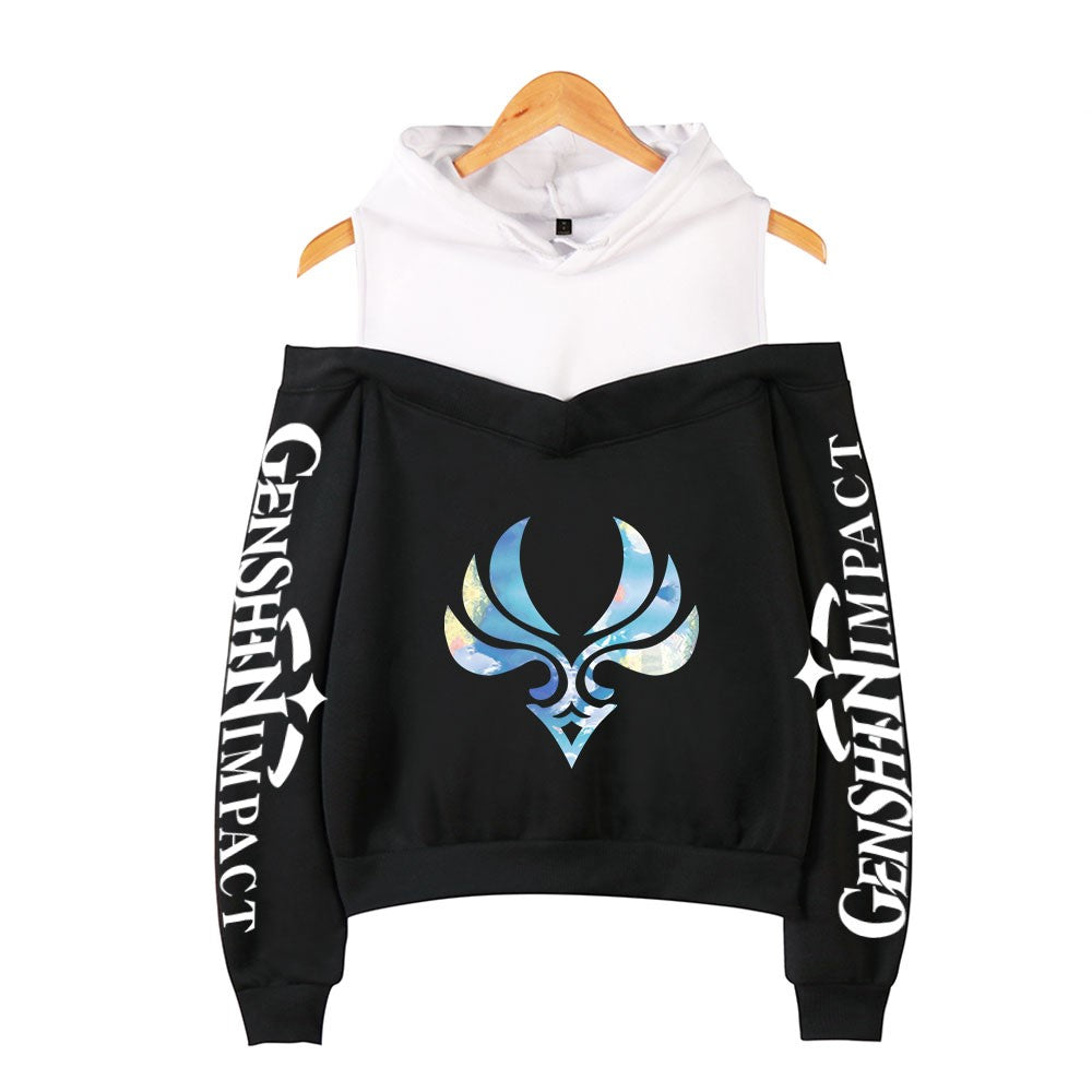 Women's Hooded Off-Shoulder Sweatshirt - Harajuku Style | Streetwear
