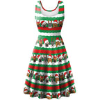 Christmas Elk Digital Printed Sleeveless Women's Dress