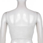 Gothic Lace Bowknot White Cropped Top for Women
