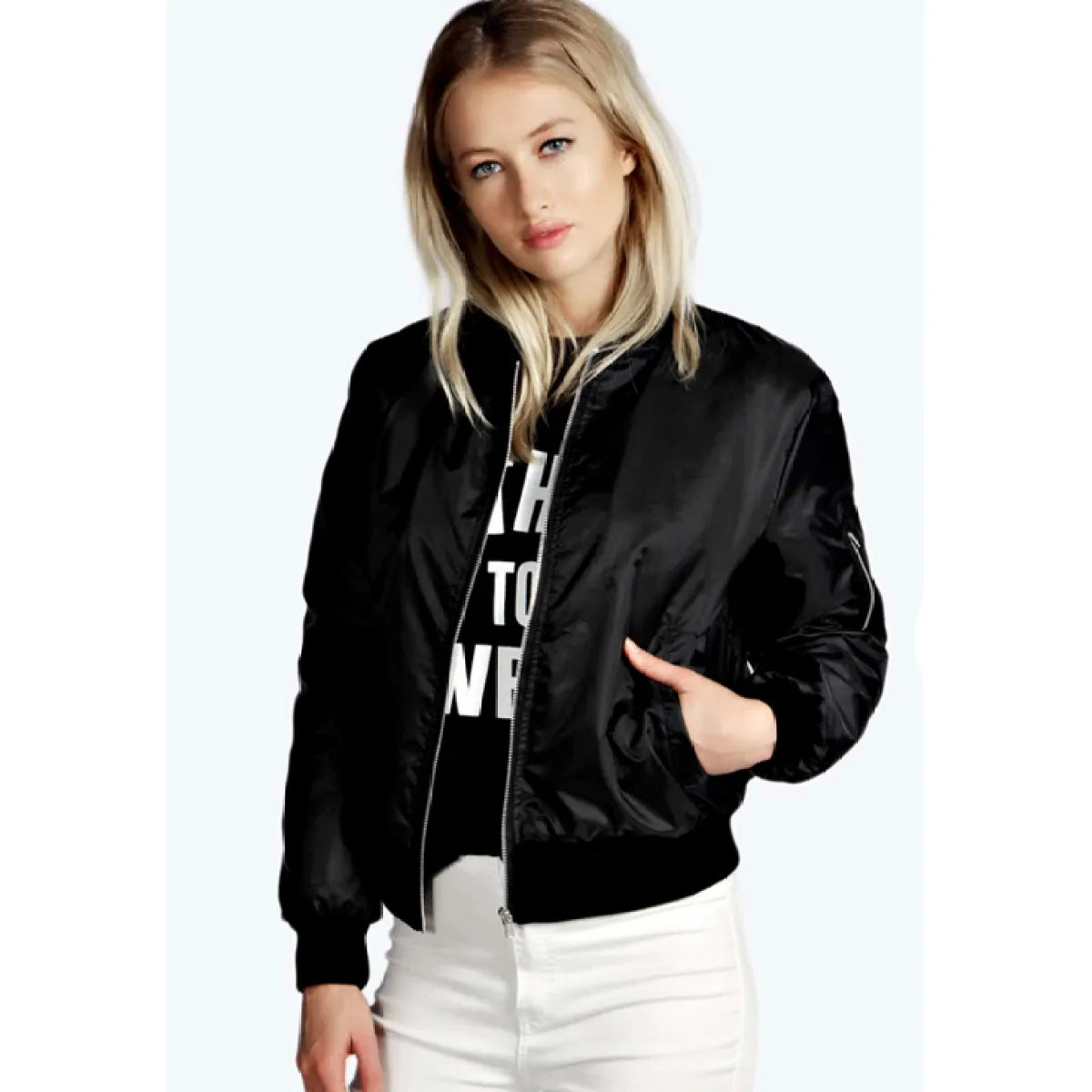 Casual Solid Color Bomber Jacket