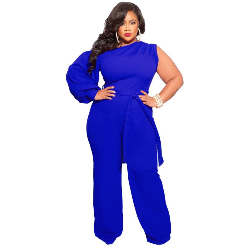 Summer Autumn Women's One Sleeve Jumpsuit Bodysuit 4XL