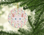 Dwelf Cat Christmas Ceramic Ornament