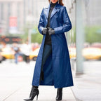 Women's Long Leather Coat - European and American Style