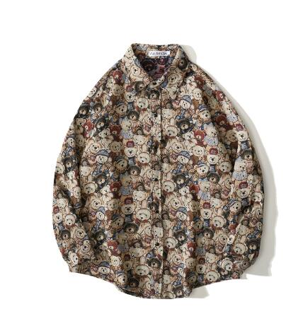 Bear Winter Jacket - Vintage Warm Long Sleeve Shirt