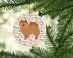 German Spitz #2 Merry Christmas Ceramic Ornament