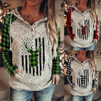 Hooded Plaid Printed Loose Fleece Long-sleeved Sweater