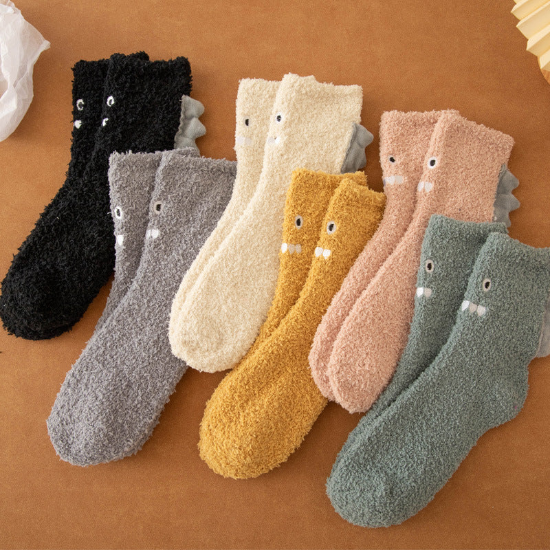 Lint-free Women's Cartoon Coral Fleece Socks